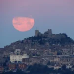 Luna “piena” di marzo che tramonta su Montecelio